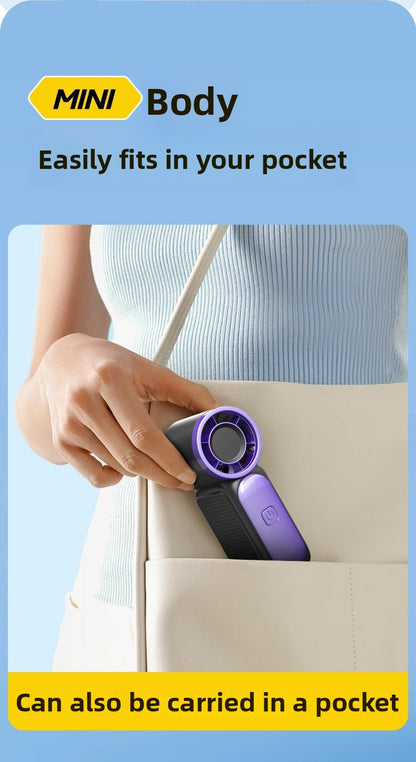 Portable USB Rechargeable Handheld Fan with Digital Display