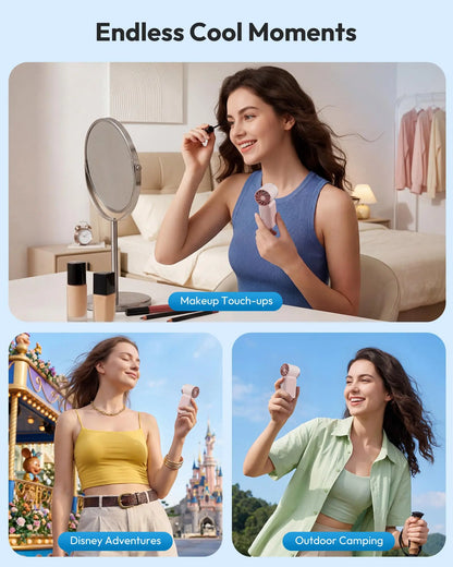 Portable Handheld Mini Fan, 6 Speeds 16900 RPM High Velocity Personal Fan with LED Display, USB Rechargeable, Mini Fan with Lanyard for Makeup, Travel, Outdoor Fan for Women Girl Gift Multifunctional