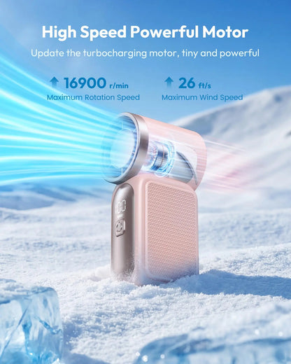 Portable Handheld Mini Fan, 6 Speeds 16900 RPM High Velocity Personal Fan with LED Display, USB Rechargeable, Mini Fan with Lanyard for Makeup, Travel, Outdoor Fan for Women Girl Gift Multifunctional